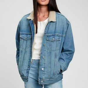 GAP Blue Jean Jacket with Cream Collar